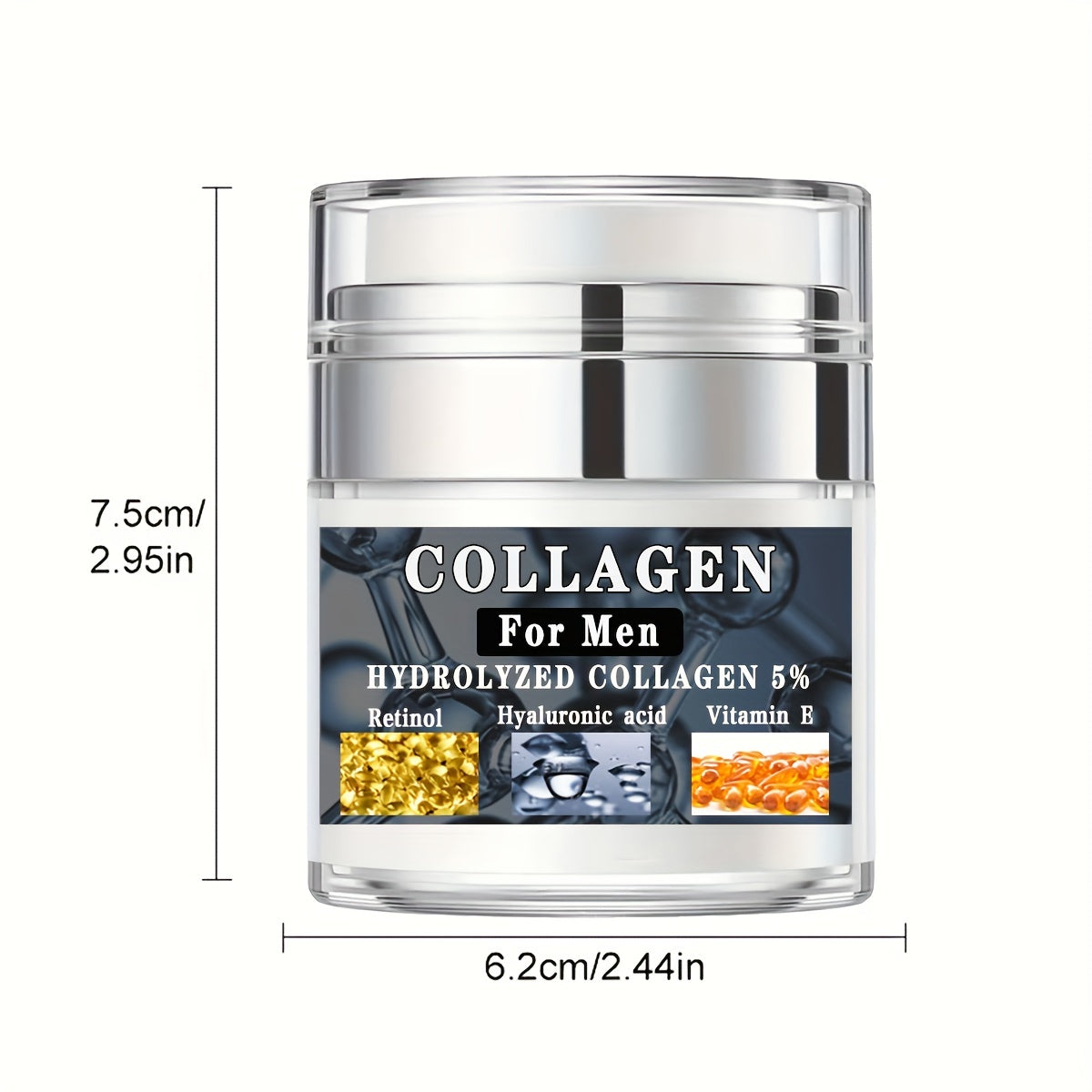 Men Face Cream, with Collagen, Retinol, Hyaluronic Acid, Vitamin E, Firm Skin, Moisturizing, Smooth Wrinkles, Shrinking Pore, 1.76 Oz (50g)