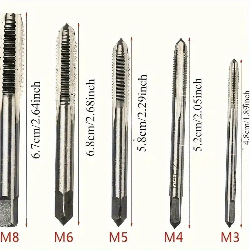 5pcs Stainless Steel Tap and Die Set with Chrome-Plated Wrench - Precision Thread Cutting Tools for Metalworking and Gear Repair, Ideal for Projects, Metalworking Tools|Sleek Metallic Finish|Durable Construction, Metalworking