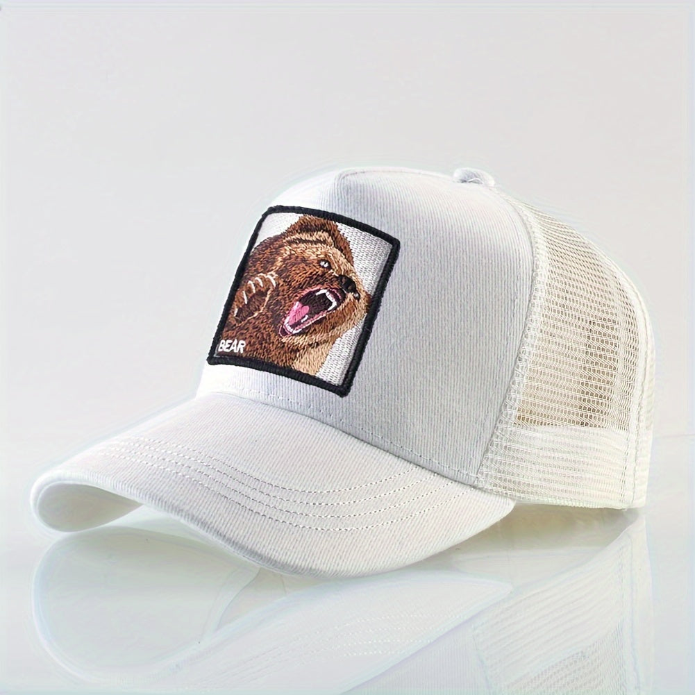 Trendy Bear Embroidered Baseball Cap - Fashionable Sunshade Hip-hop Cap for Men and Women - Breathable, Summer, Truck Driver, Duck Tongue Design, Unisex, Adjustable