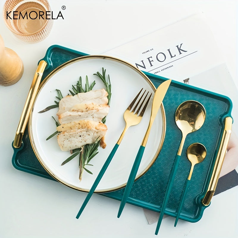 24pcs Stainless Steel Cutlery Set | KEMORELA Luxury Kitchen Cutlery Dishwasher Safe, 304 Stainless Steel