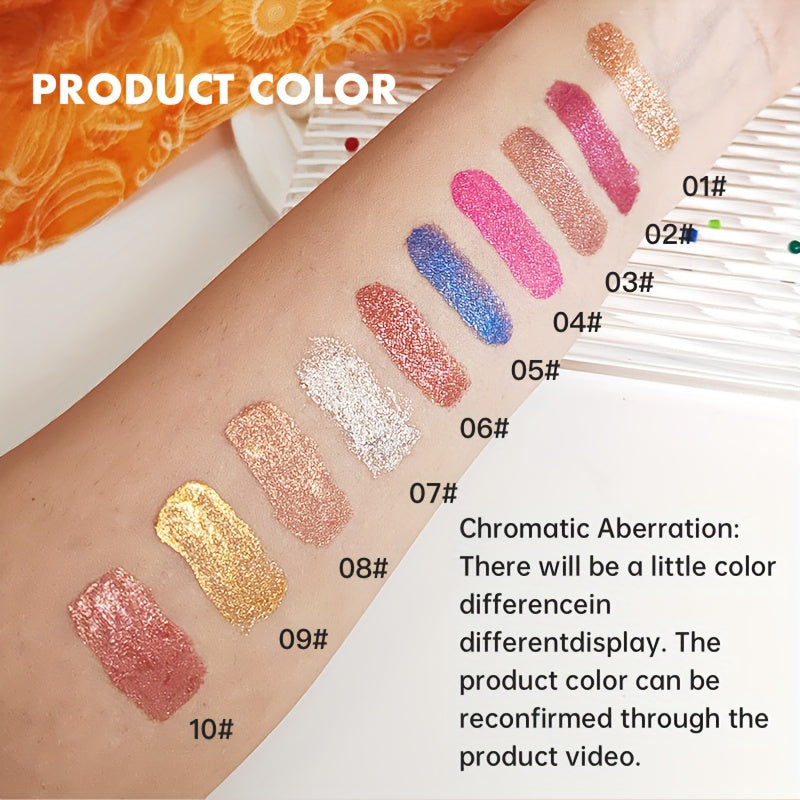 10 Colors Diamond Shiny Lip Gloss, Pearly Glitter Shimmer Finish High Pigmented, Long Lasting Makeup, Smudge Proof Lip Stain Valentine's Day Gifts For Music Festival