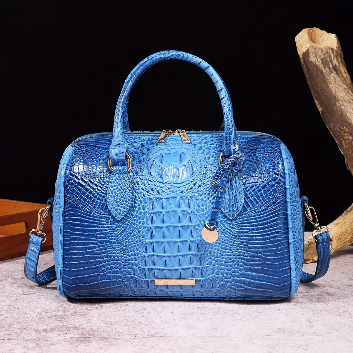 Crocodile Pattern Luxury Crossbody Bag, Top Handle Bag Purse, Classic Fashion Versatile Shoulder Bag