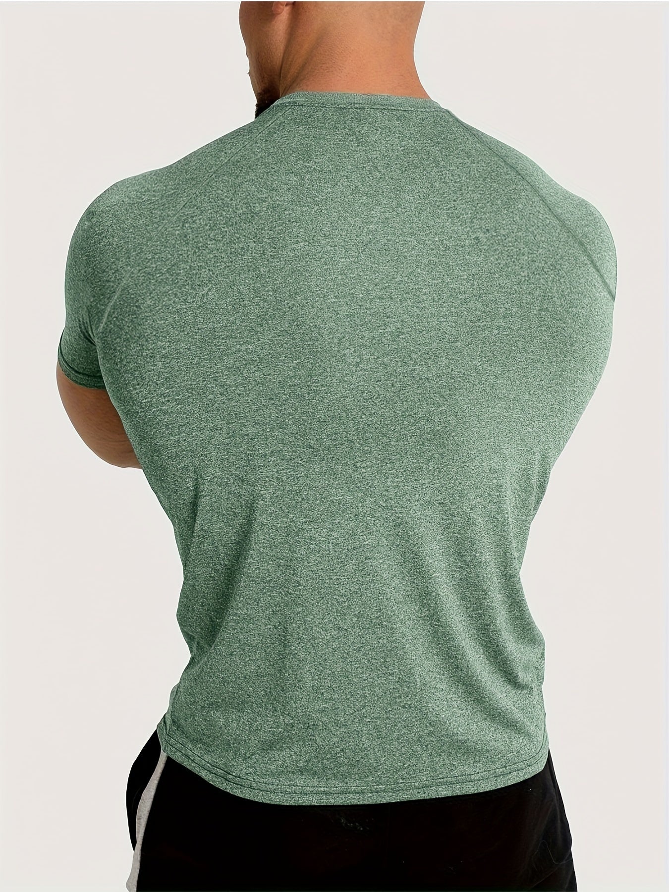 Summer Fitness Essential - Mens Quick-Drying, Breathable, Medium Stretch Polyester Short Sleeve Crew Neck T-Shirt for Sports and Casual Wear - Machine Washable, Perfect Gift for Him