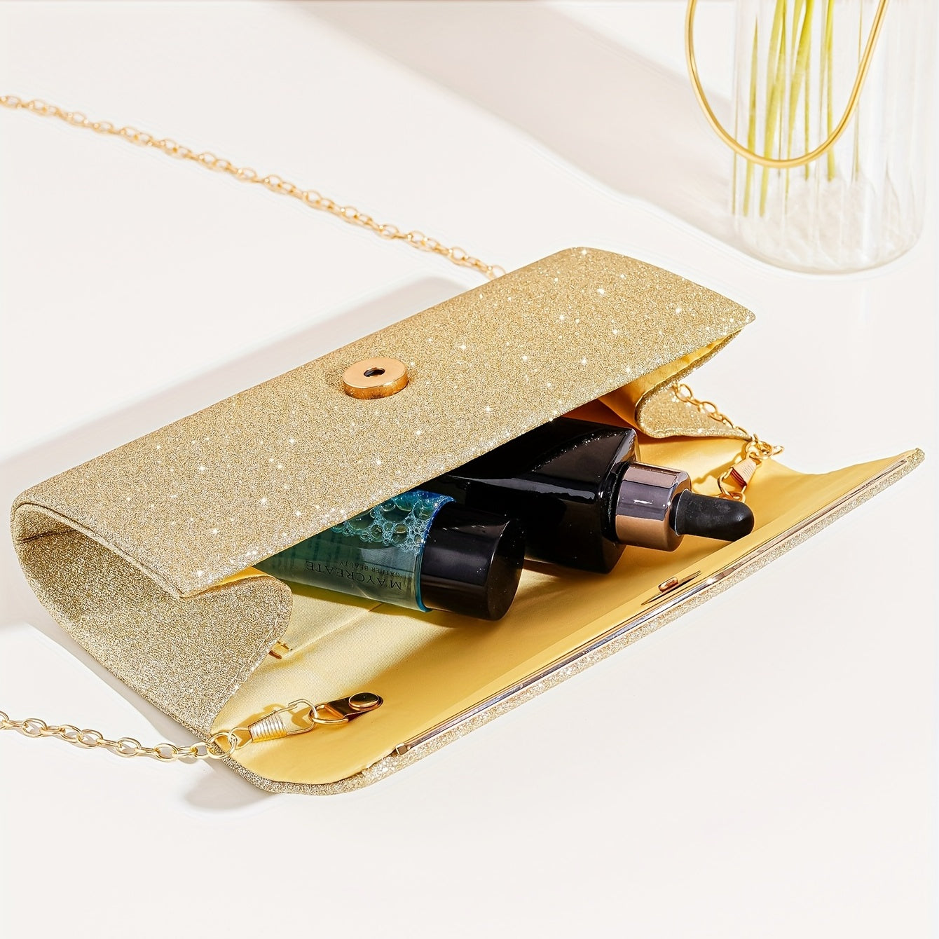 Women's Fashion Clutch With Shoulder Strap And Chain For Evening Party Wallet