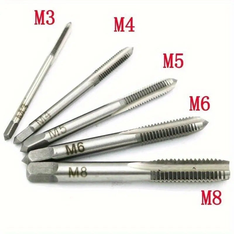 5pcs Stainless Steel Tap and Die Set with Chrome-Plated Wrench - Precision Thread Cutting Tools for Metalworking and Gear Repair, Ideal for Projects, Metalworking Tools|Sleek Metallic Finish|Durable Construction, Metalworking
