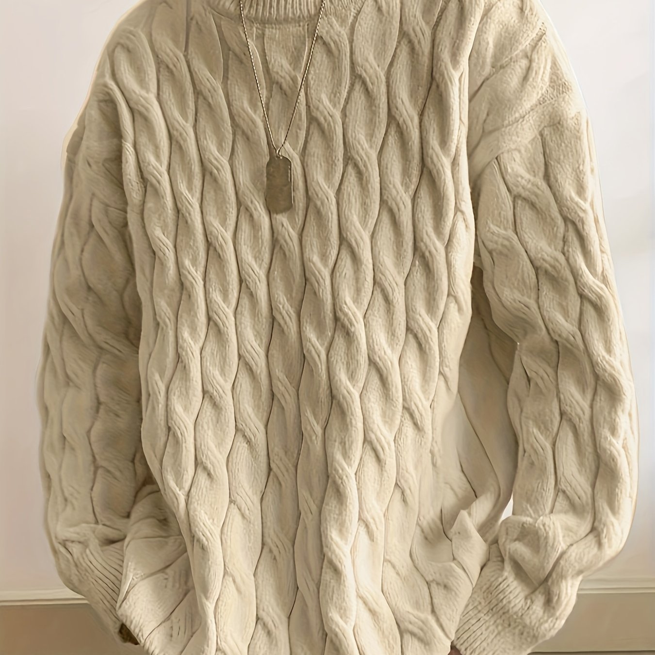 Plus Size Men's Crew Neck Sweater - Winter Comfort Stretch, Casual Knit Top for Big & Tall