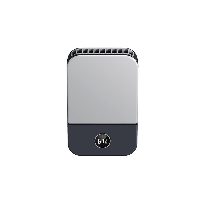 1pc, Portable USB Fan With Three-Speed Large Wind Adjustment, Waist-Hanging And Desktop Stand, Power Display, And Leafless Design