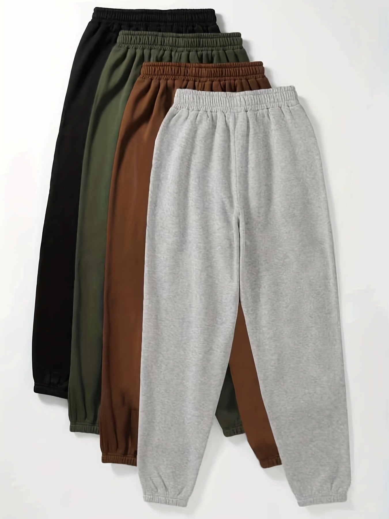2023 New Fashion Casual S Pants for Women, Lined Elastic Waist, Hot Cross-Border European and American Style, 4-Pack, for Autumn and Winter