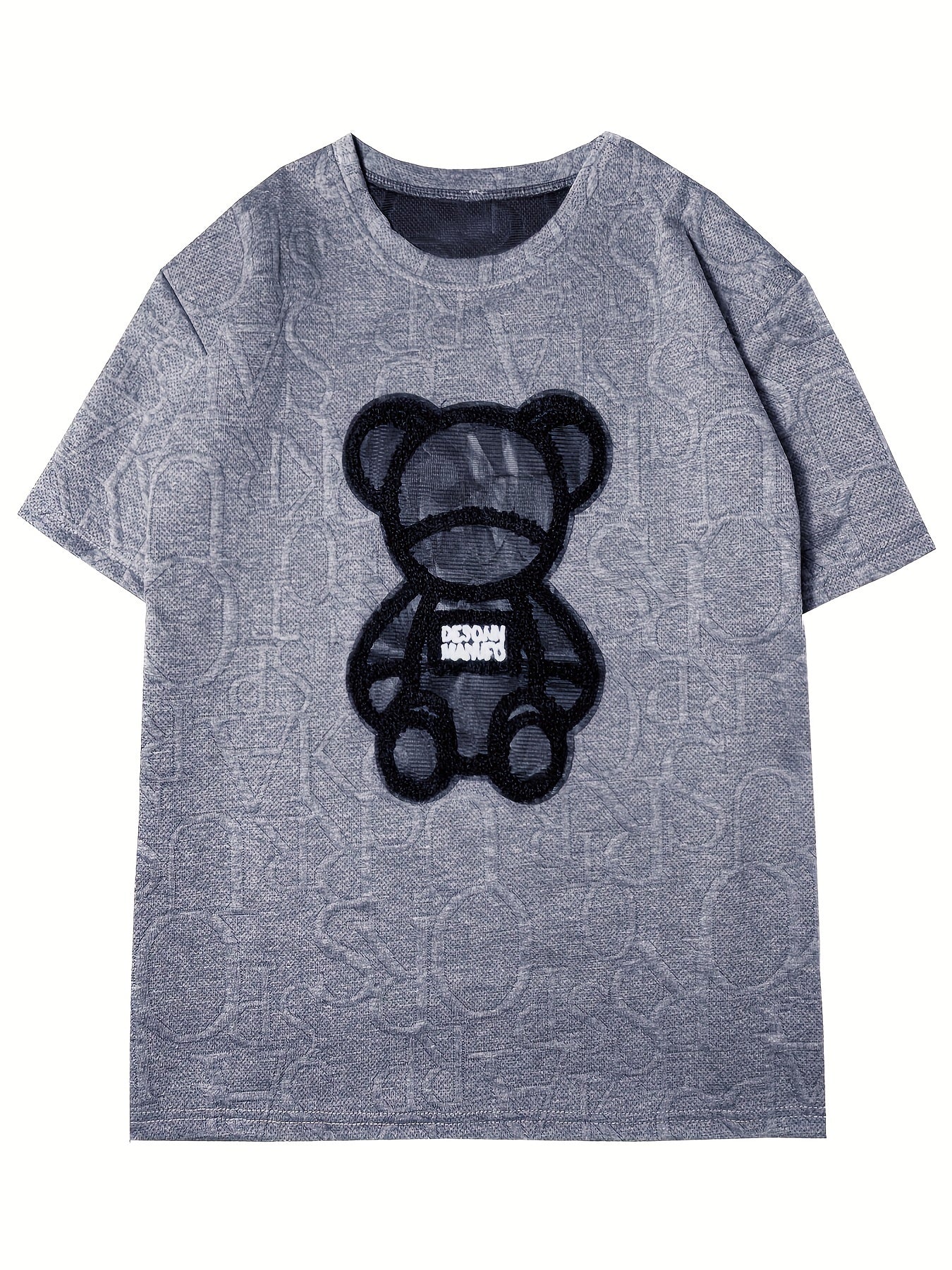 Playful Bear-Patched Tee for All Seasons - Comfy, Casual, Breathable & Easy-Care, Perfect for Year-Round Chic