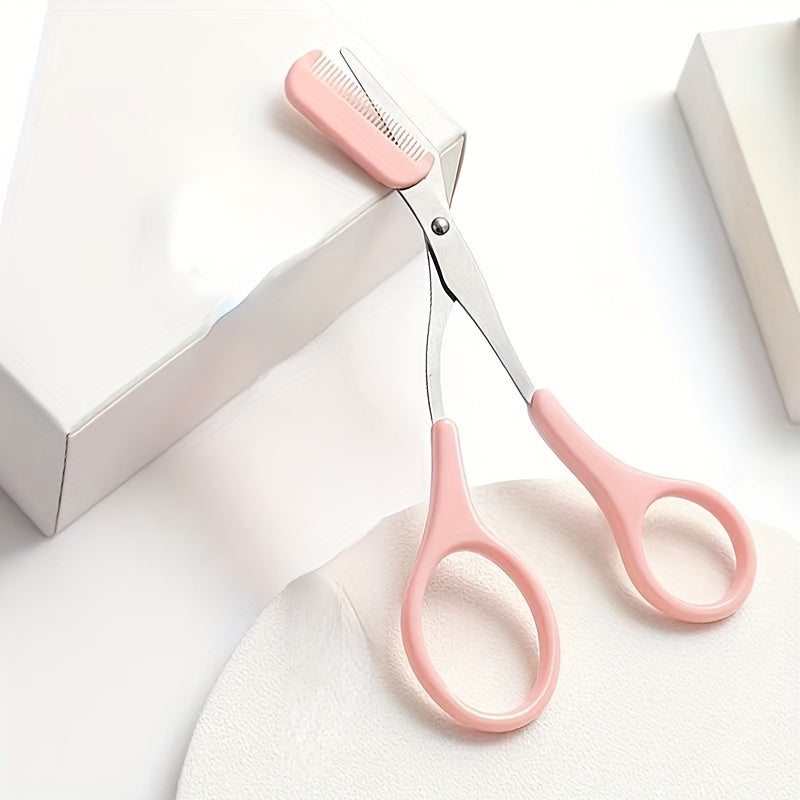 [Stainless Steel Eyebrow Trimmer] Stainless Steel Eyebrow Trimmer Scissor With Comb | Lady Woman Men Hair Removal Grooming Shaping | Eyebrow Remover Makeup Tool