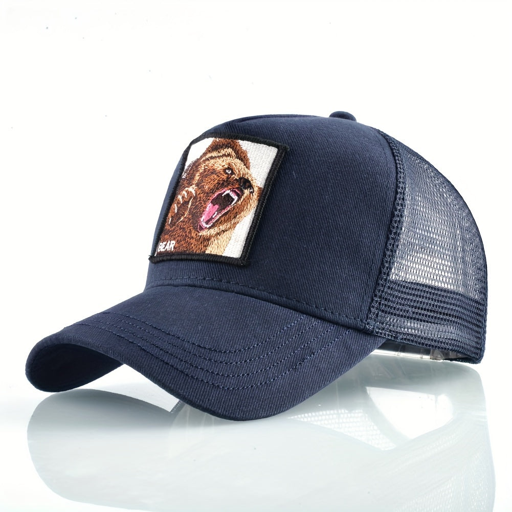 Trendy Bear Embroidered Baseball Cap - Fashionable Sunshade Hip-hop Cap for Men and Women - Breathable, Summer, Truck Driver, Duck Tongue Design, Unisex, Adjustable