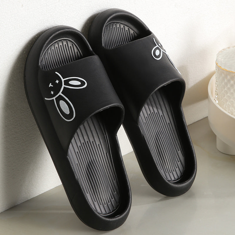 Ultra-Comfy Womens Kawaii Rabbit Pillow Slides - Soft Non-slip EVA Open Toe Slippers for Indoor Home Relaxation - Durable & Quick-dry Bathroom Slippers