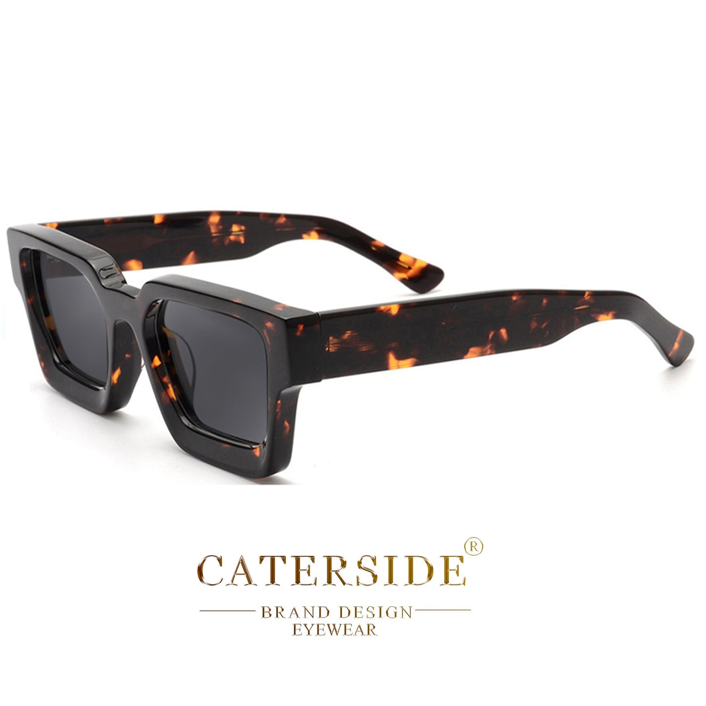 100% Acetate Square Men Fashion Glasses Classic Retro Polarized Driving Fishing Travel Beach Fashion Glasses for Male Female TAC Thick Crystal Eyeglasses Shade,Ideal Choice for Gifts with Business Full Package Set Case RC005