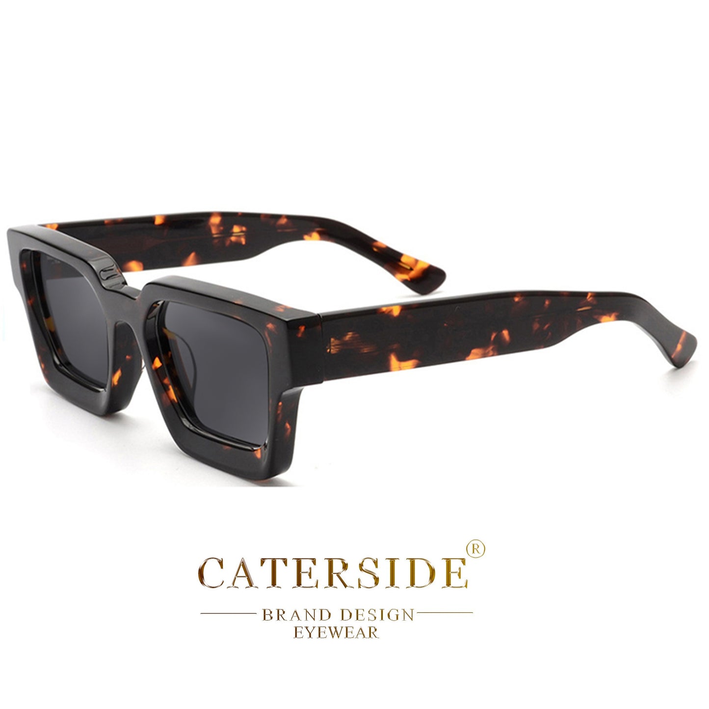 100% Acetate Square Men Fashion Glasses Classic Retro Polarized Driving Fishing Travel Beach Fashion Glasses for Male Female TAC Thick Crystal Eyeglasses Shade,Ideal Choice for Gifts with Business Full Package Set Case RC005