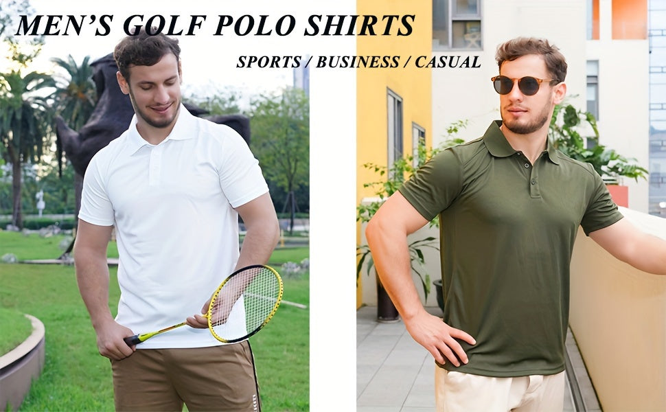 3 Pack Men'S Golf Polo Shirts Casual Short Sleeve Quick-Dry Athletic Solid Color Golf T-Shirt Moisture Wicking Shirts Tees Tops for Men