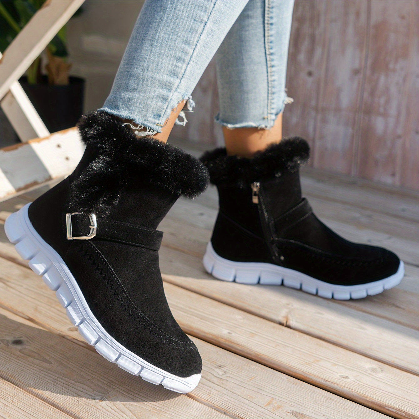 Cozy Velvet-Lined Snow Boots for Women: Easy Slip-On, Non-Slip, Warm & Stylish, with Side Zipper – Perfect for Winter