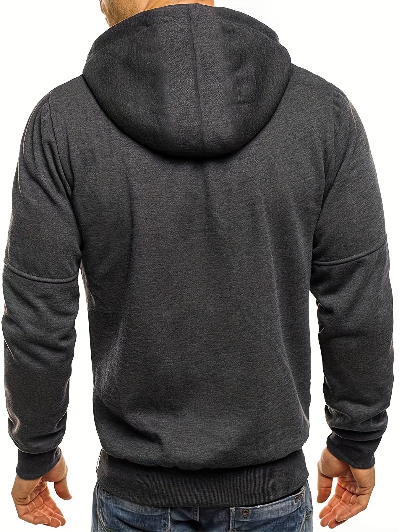 Men's Casual Hooded Long Sleeves Pockets Zip Up Outdoor Sports Sweatshirts