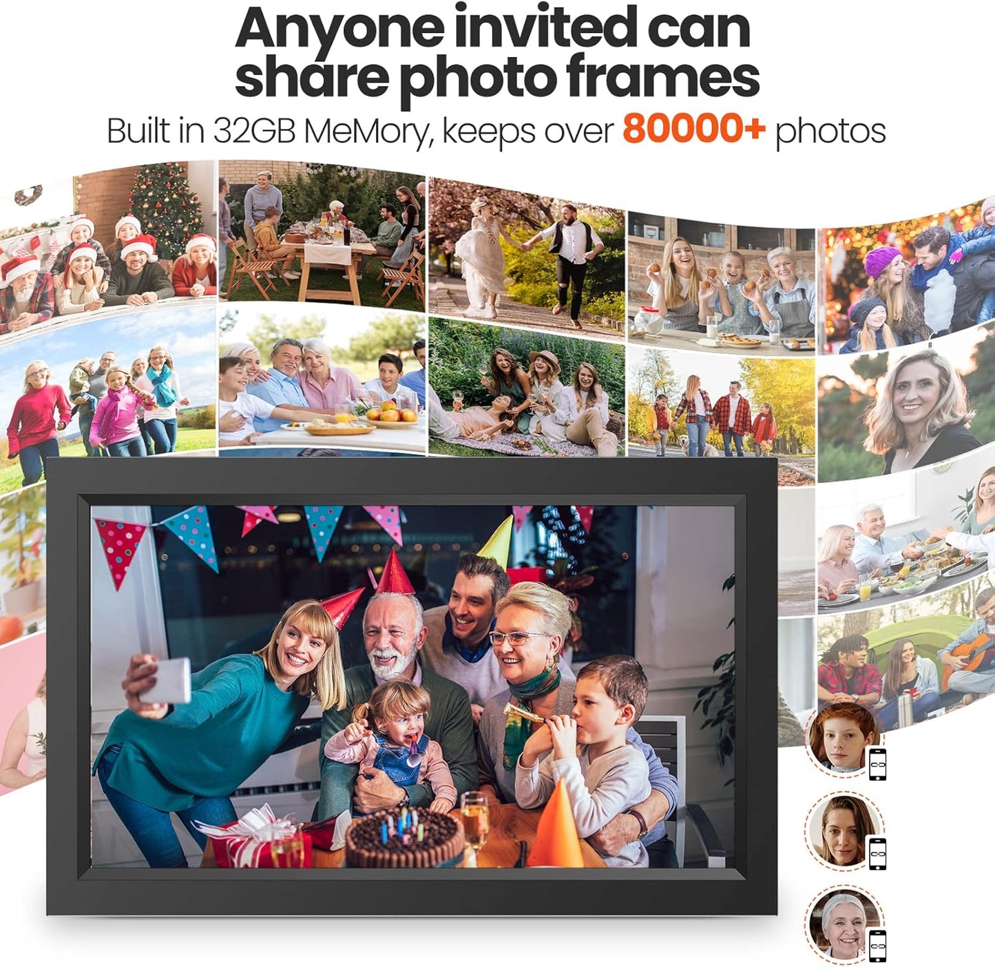 15.6 inch built in 32GB WiFi Large touch ips digital photo frame 1920*1080 Digital Frame via Uhale app