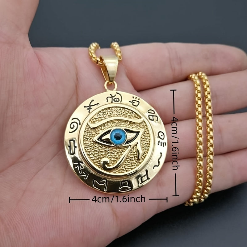 1pc Ancient Egyptian The Eye of Horus Pendant Necklace Hip Hop Men's Accessory The Eye Of Horus Eagle Head God Eye Necklace