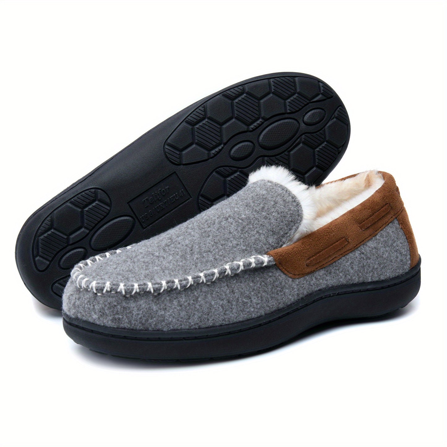 Moc Toe Home Slippers Soft Plush Cozy House Slippers Anti-skid Slip-on Shoes Indoor For Men Winter Shoes