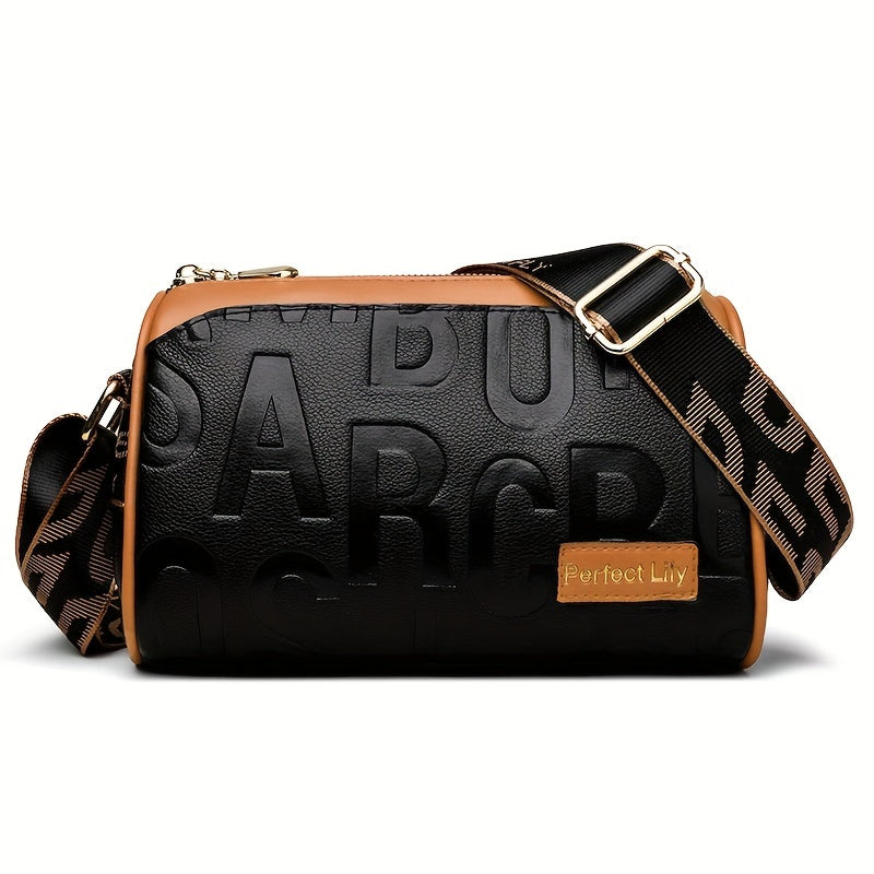 Stylish Faux Leather Crossbody Bag - Magnetic Closure, Color Contrast Design, Polyester Lining, Solid Color Pattern, Perfect for Occasional Use - Womens Fashion Handbag with Zipper Purse