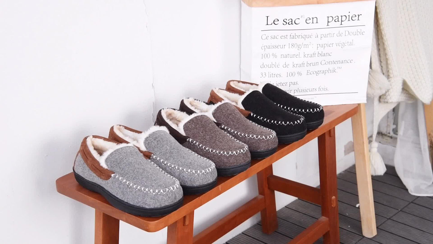 Moc Toe Home Slippers Soft Plush Cozy House Slippers Anti-skid Slip-on Shoes Indoor For Men Winter Shoes