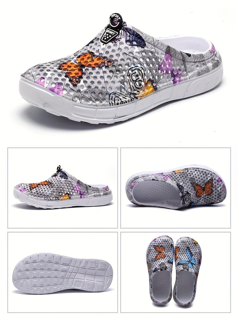 Women's Fashion Butterfly Pattern Hole Slippers, Summer Non-slip Beach Slippers for Koningsdag/King's Day