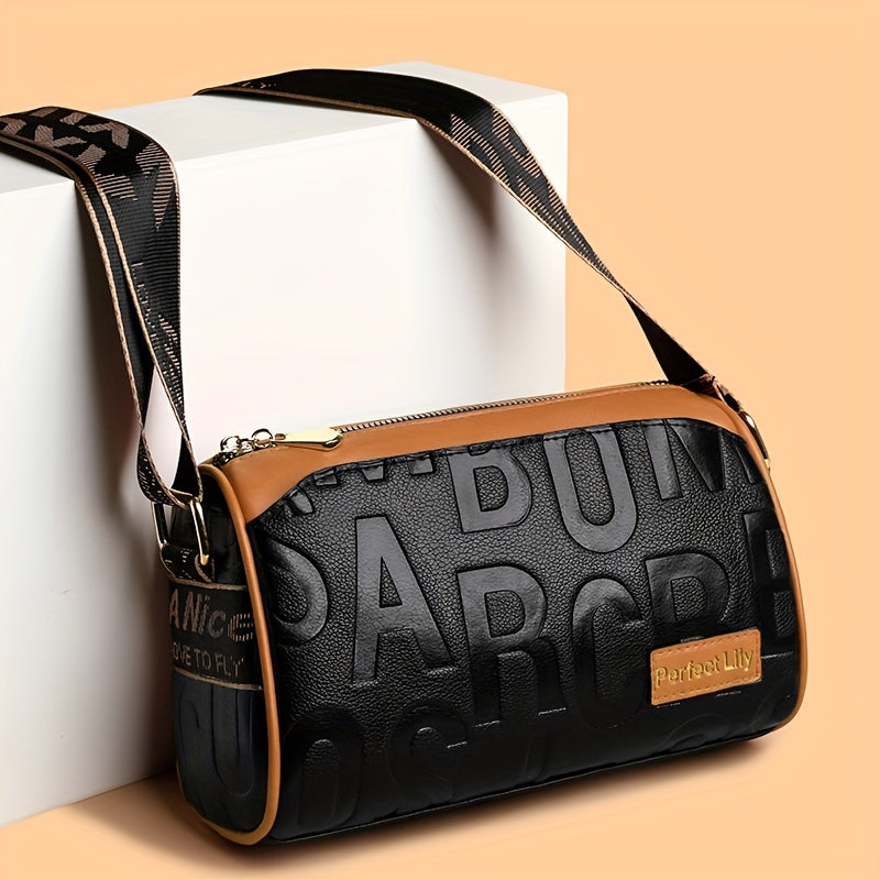 Stylish Faux Leather Crossbody Bag - Magnetic Closure, Color Contrast Design, Polyester Lining, Solid Color Pattern, Perfect for Occasional Use - Womens Fashion Handbag with Zipper Purse