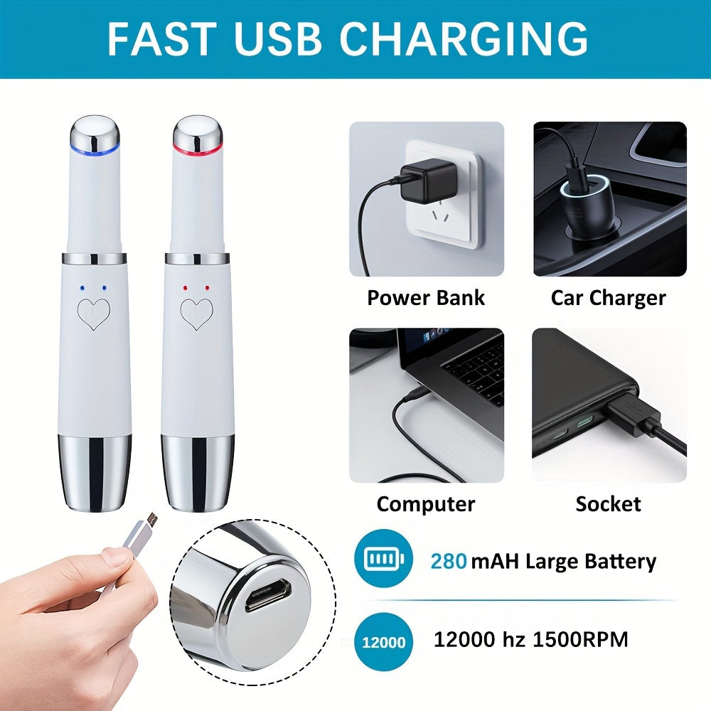 Rechargeable Heated Eye Massager Pen - Cosmetic Instrument - Hot & Cold Face Lifter, Relaxes Dark Circles, Eye Bags, Puffiness, Soothes Facial Tension, Perfect Birthday, Christmas Gift for Women and Men
