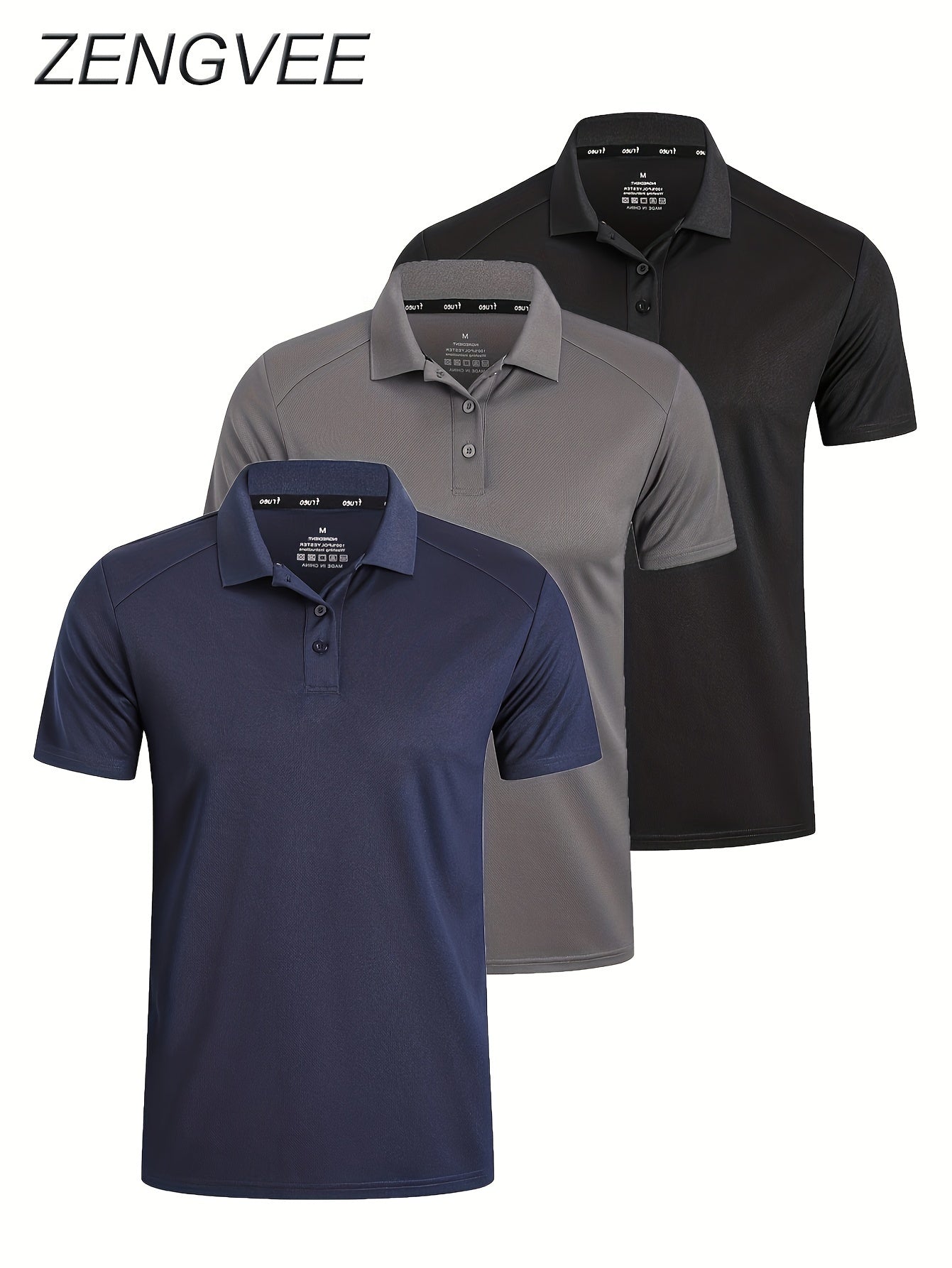 3 Pack Men'S Golf Polo Shirts Casual Short Sleeve Quick-Dry Athletic Solid Color Golf T-Shirt Moisture Wicking Shirts Tees Tops for Men