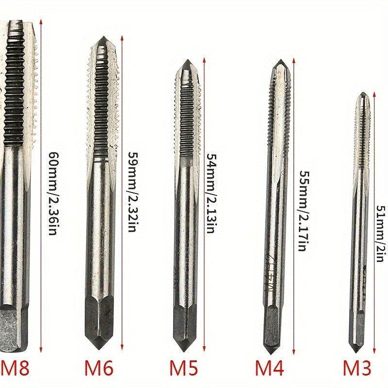 5pcs Stainless Steel Tap and Die Set with Chrome-Plated Wrench - Precision Thread Cutting Tools for Metalworking and Gear Repair, Ideal for Projects, Metalworking Tools|Sleek Metallic Finish|Durable Construction, Metalworking