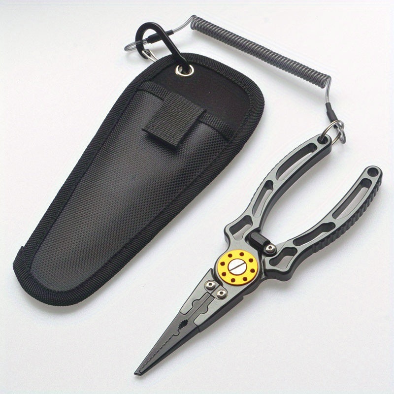 1pc Premium Aluminum Alloy Multifunctional Fishing Pliers with Scissors - Ultimate Outdoor Fishing Companion for Efficient Fish Control, Cutting Fishing Line, and Crimping Hooks - Durable, Corrosion-Resistant, and Ergonomic D