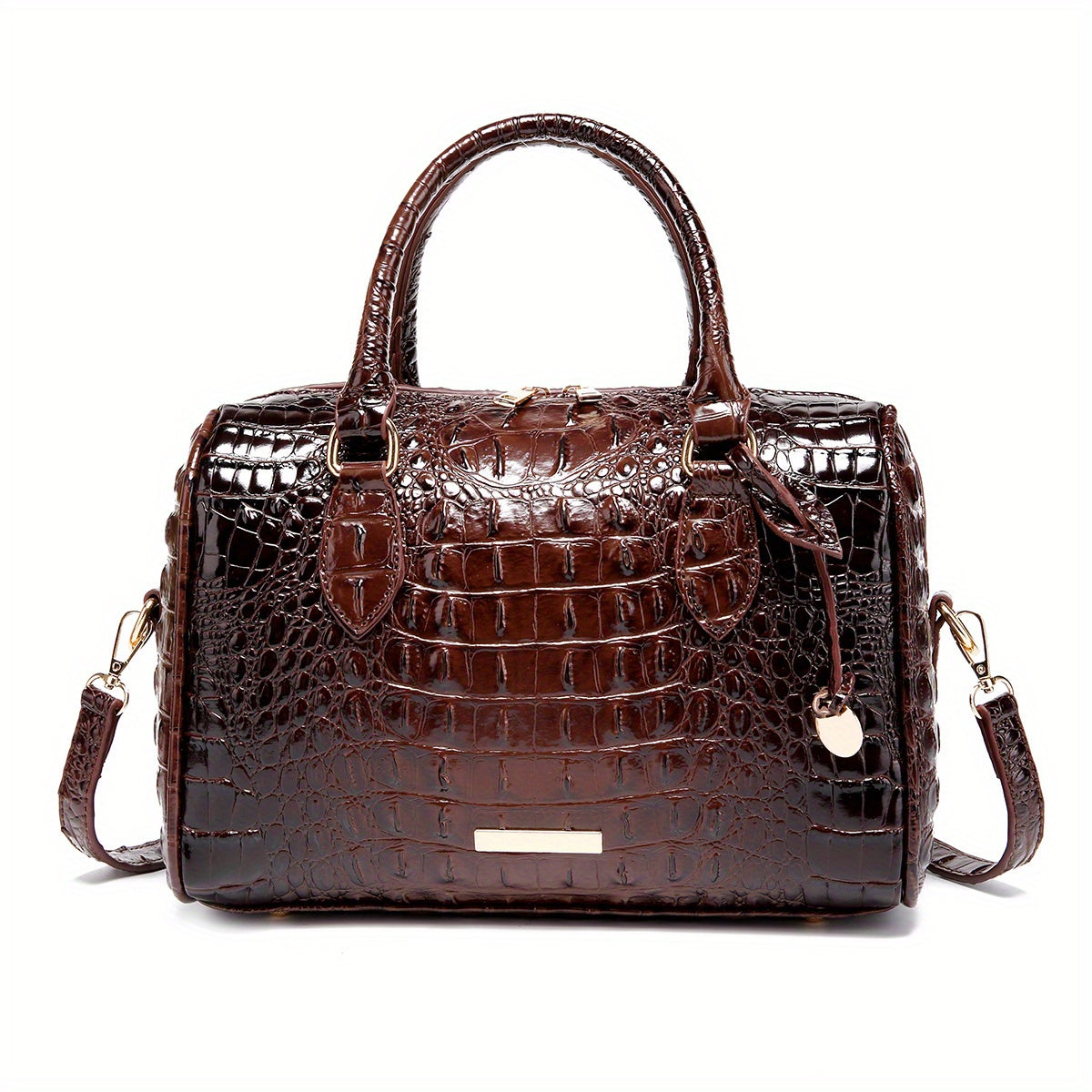 Crocodile Pattern Luxury Crossbody Bag, Top Handle Bag Purse, Classic Fashion Versatile Shoulder Bag