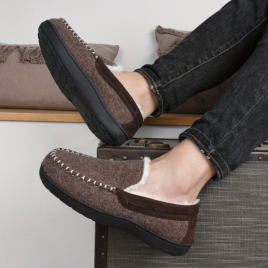 Moc Toe Home Slippers Soft Plush Cozy House Slippers Anti-skid Slip-on Shoes Indoor For Men Winter Shoes