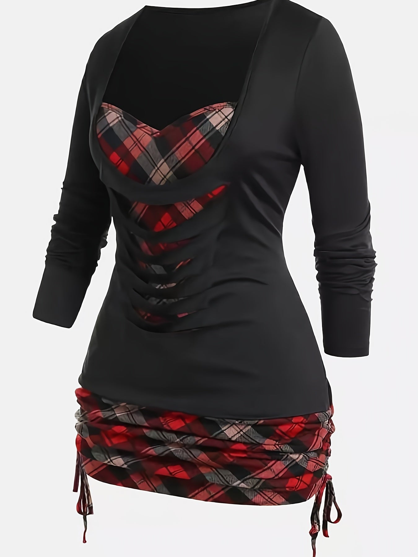 2022 Autumn/Winter New Arrival Women's Printed Faux 2pcs Long Sleeve T-Shirt for Cross-Border Independent Stores