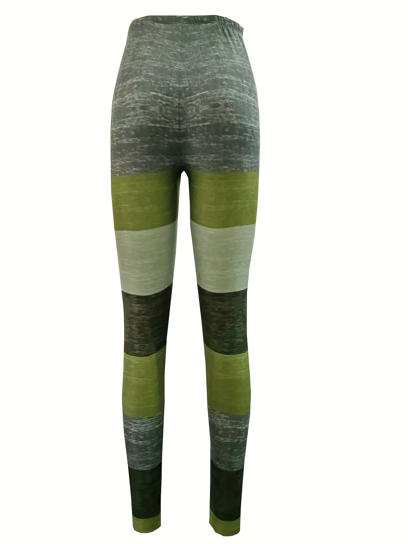 Chic Striped Color Block Skinny Leggings - Comfy, All-Season Stretch, Durable & Easy-Care Women's Fashion