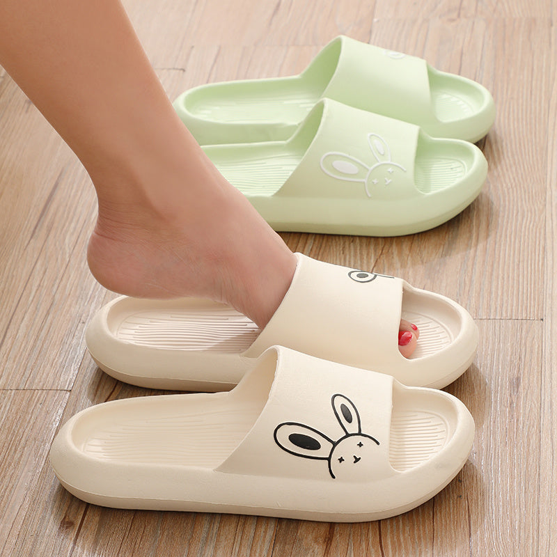 Ultra-Comfy Womens Kawaii Rabbit Pillow Slides - Soft Non-slip EVA Open Toe Slippers for Indoor Home Relaxation - Durable & Quick-dry Bathroom Slippers