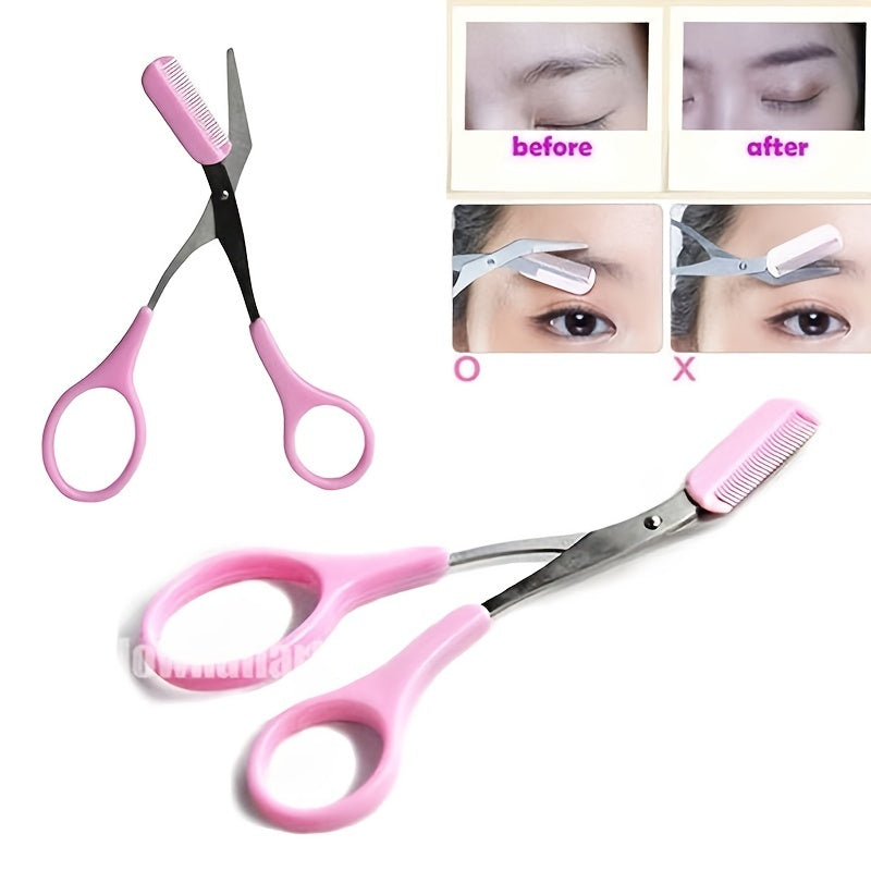 [Stainless Steel Eyebrow Trimmer] Stainless Steel Eyebrow Trimmer Scissor With Comb | Lady Woman Men Hair Removal Grooming Shaping | Eyebrow Remover Makeup Tool