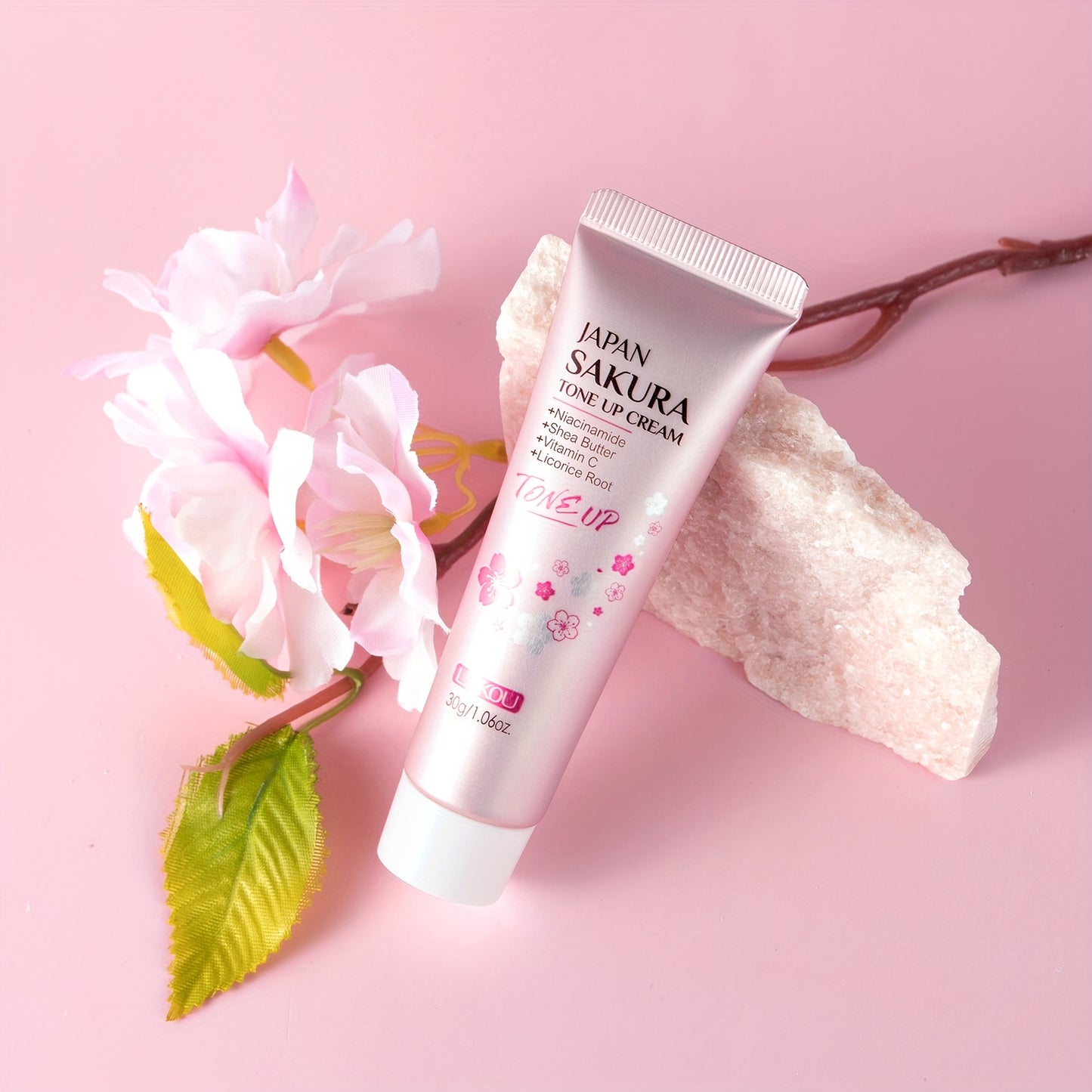 LAIKOU Sakura Tone UP Cream Even Light Beige Primer, Moisturizer Long Lasting Waterproof 1.06oz