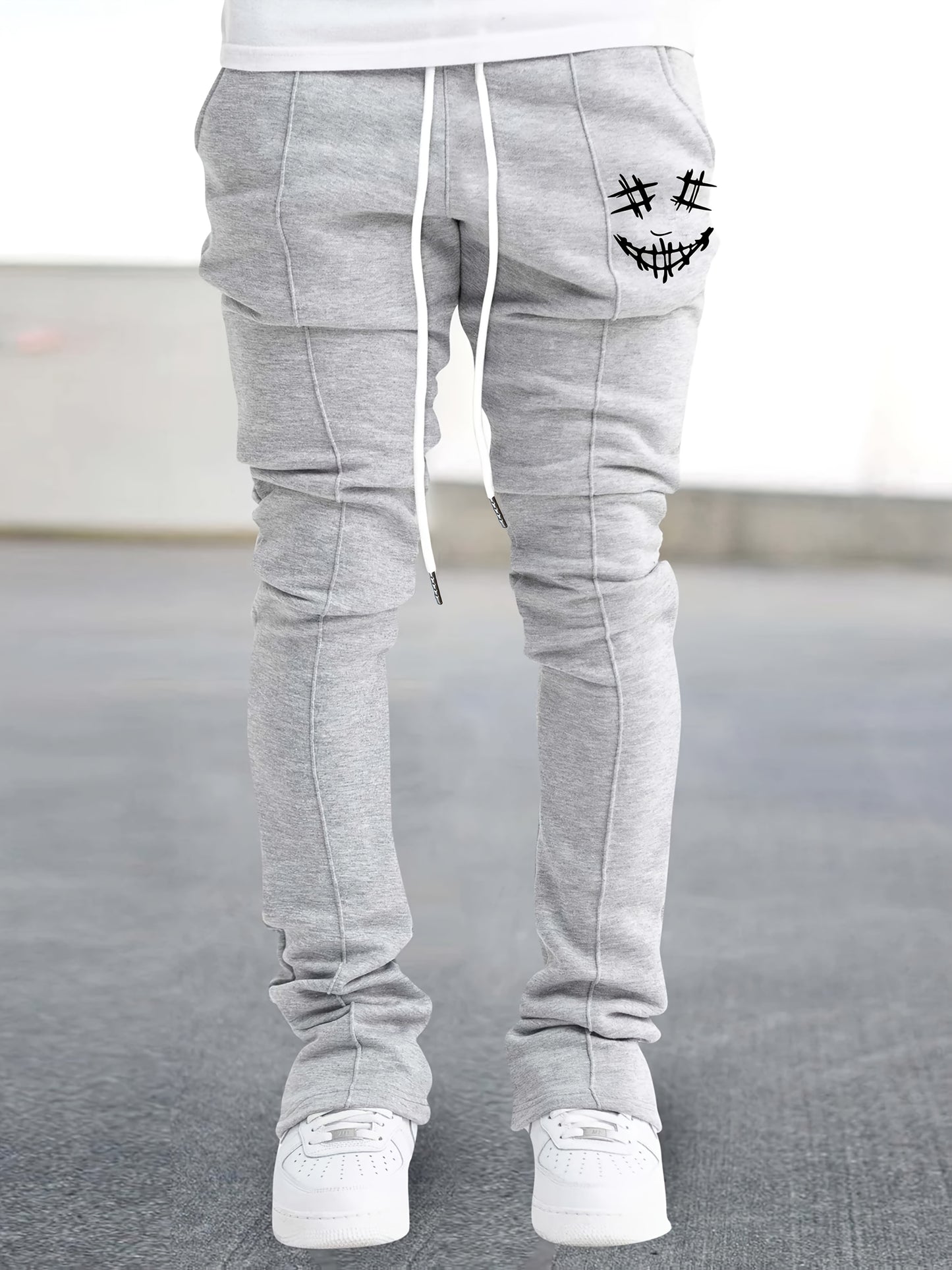 Joyful Face Series Men's Casual Long Pants, Thin and Breathable Men's Trousers, Streetwear Brand Pants, Hip-Hop Pants