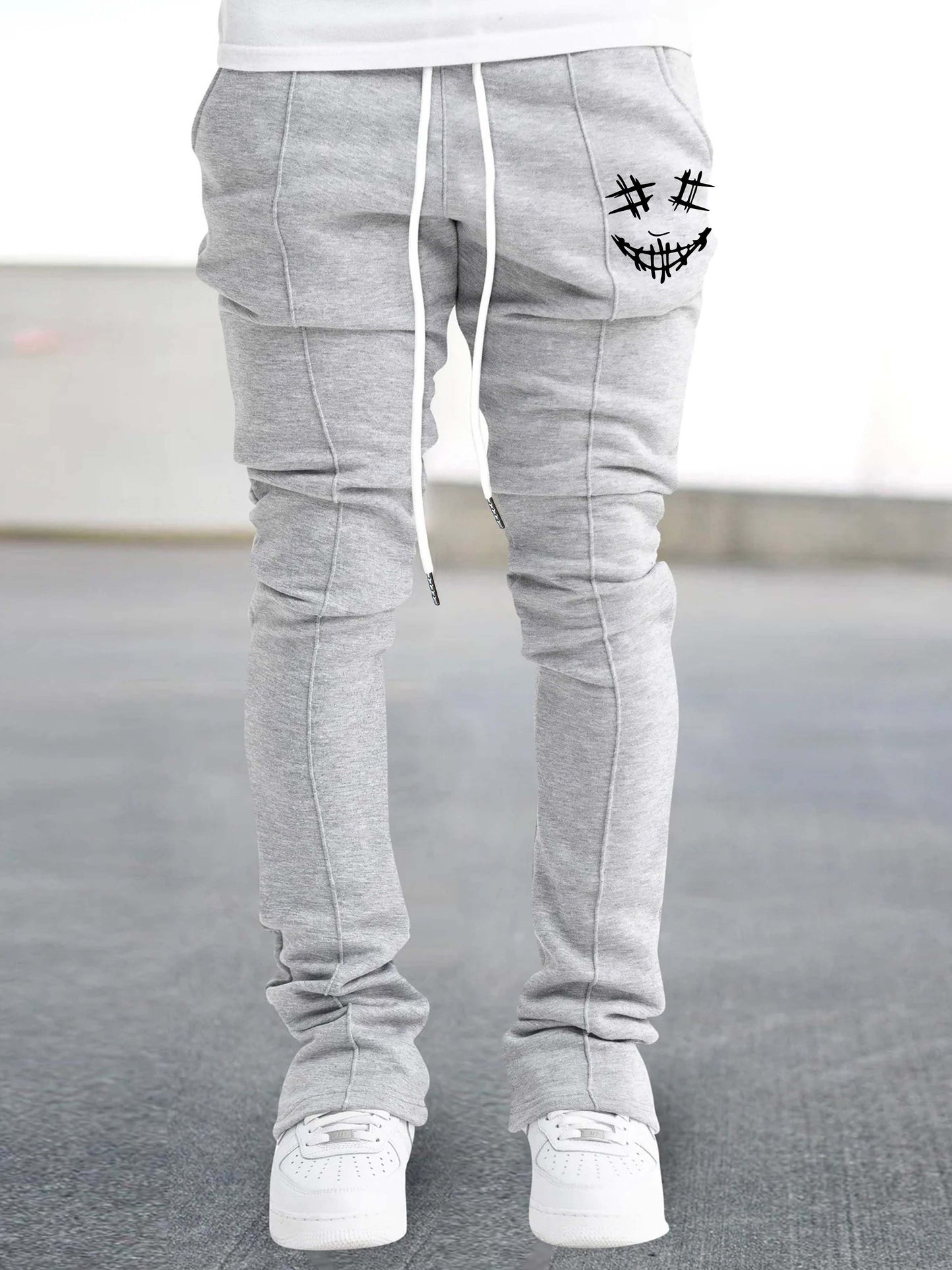 Joyful Face Series Men's Casual Long Pants, Thin and Breathable Men's Trousers, Streetwear Brand Pants, Hip-Hop Pants