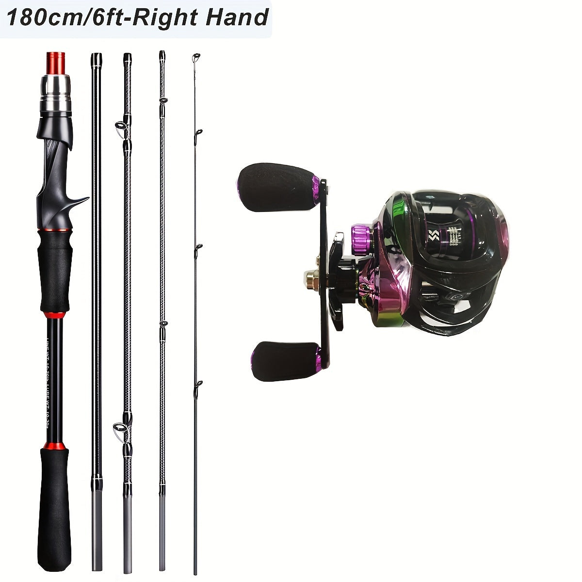 Sougayilang [Basic Style ] Fishing Tackle Set, Including 6ft/1.8m 5-Sections Carbon Fiber Fishing Rod, Colorful 7.2: Gear Ratio Fishing Reel, Fish Line, Fishing Bait And Other Accessories