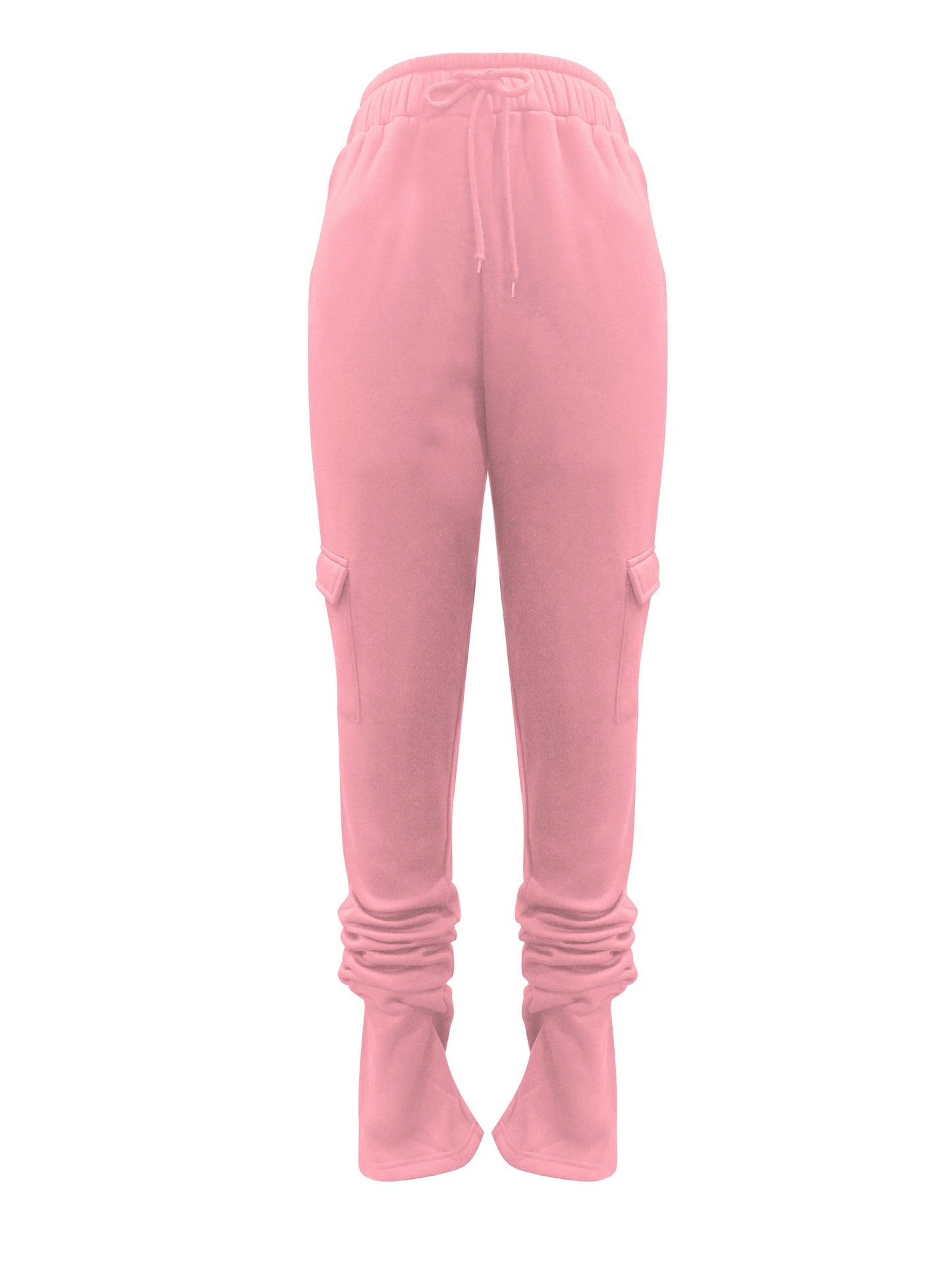Stylish Ruched High-Waisted Solid Pants - Comfortable Casual Drawstring Long Length Pants with Elastic Waistband, Soft Fabric, and Flattering Silhouette - Women's Fashion Clothing for Everyday Wear