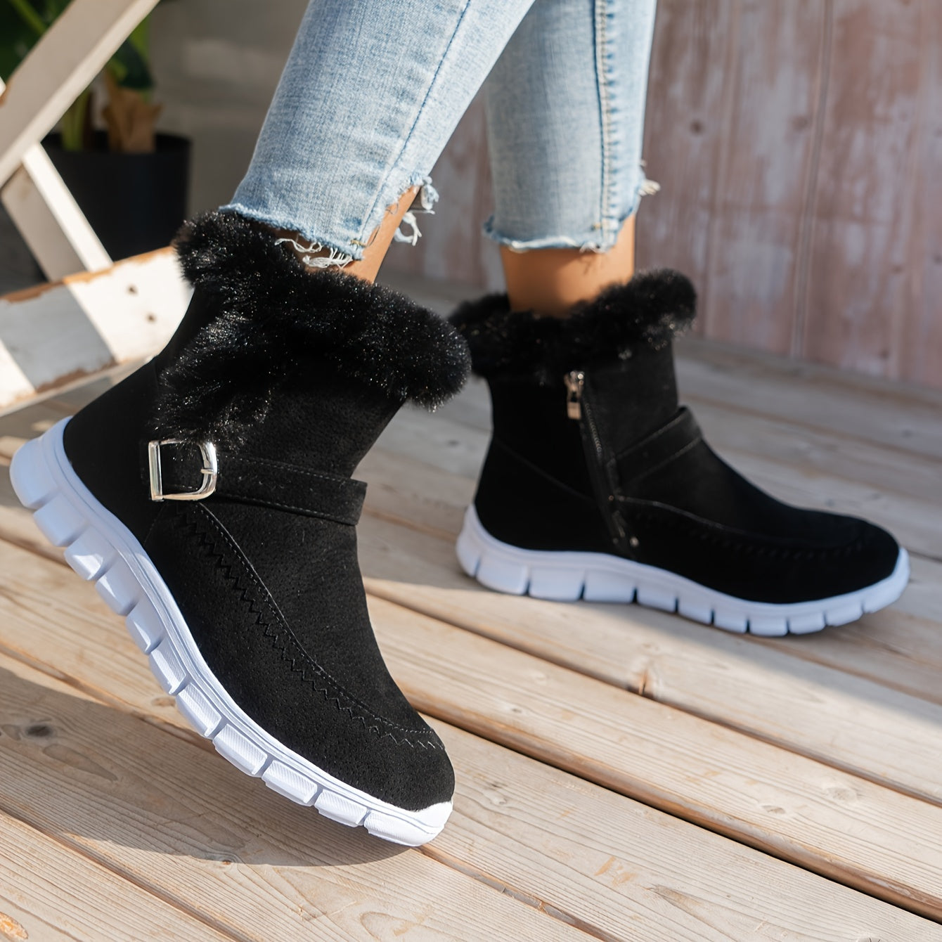 Cozy Velvet-Lined Snow Boots for Women: Easy Slip-On, Non-Slip, Warm & Stylish, with Side Zipper – Perfect for Winter