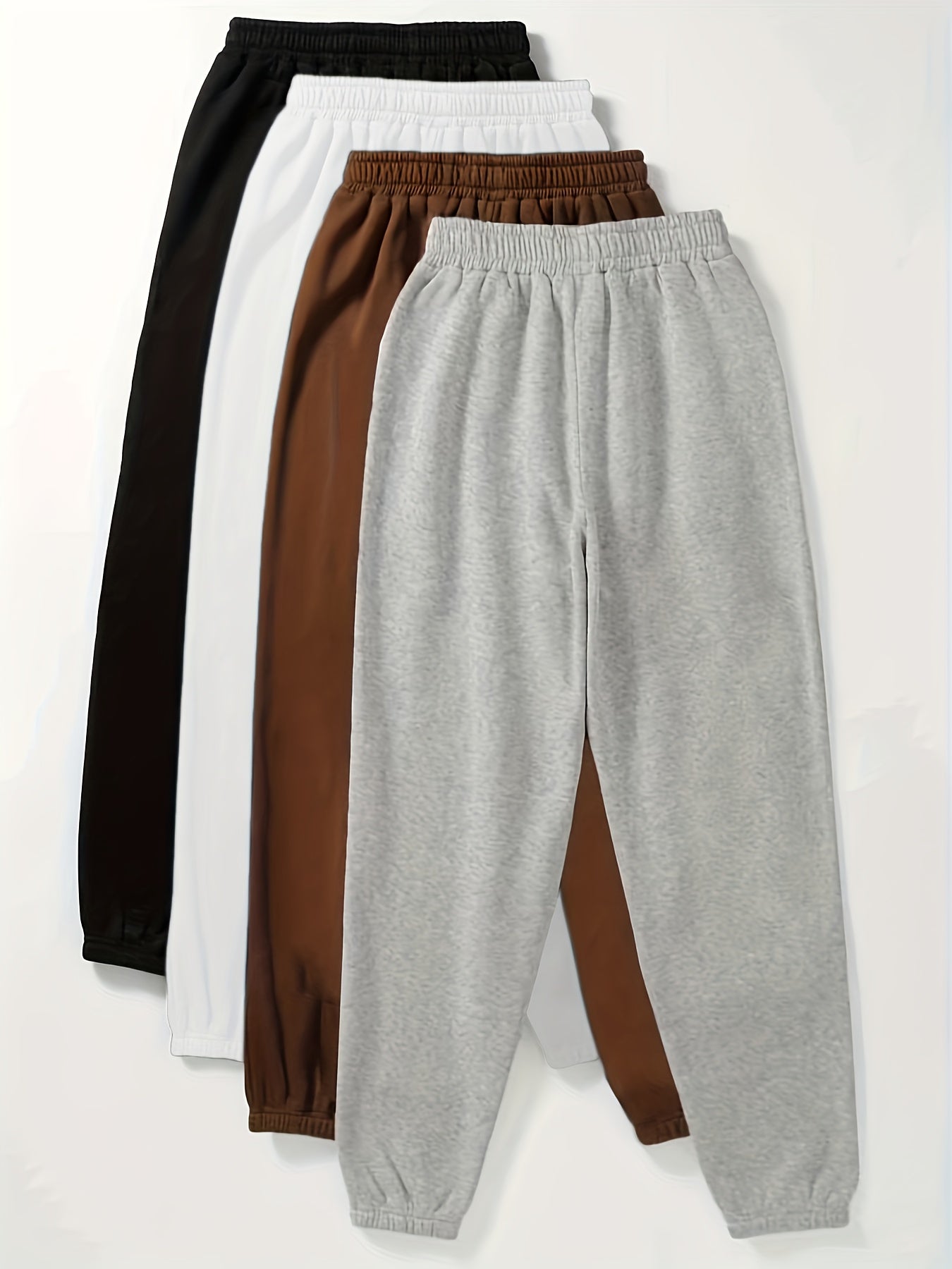 2023 New Fashion Casual S Pants for Women, Lined Elastic Waist, Hot Cross-Border European and American Style, 4-Pack, for Autumn and Winter