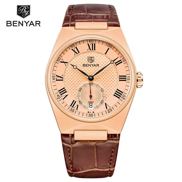 BENYAR 5199 New Mens Quartz Watches Top Brand Luxury Business Watch for Men Fashion Sports Waterproof Leather Relogio Masculino