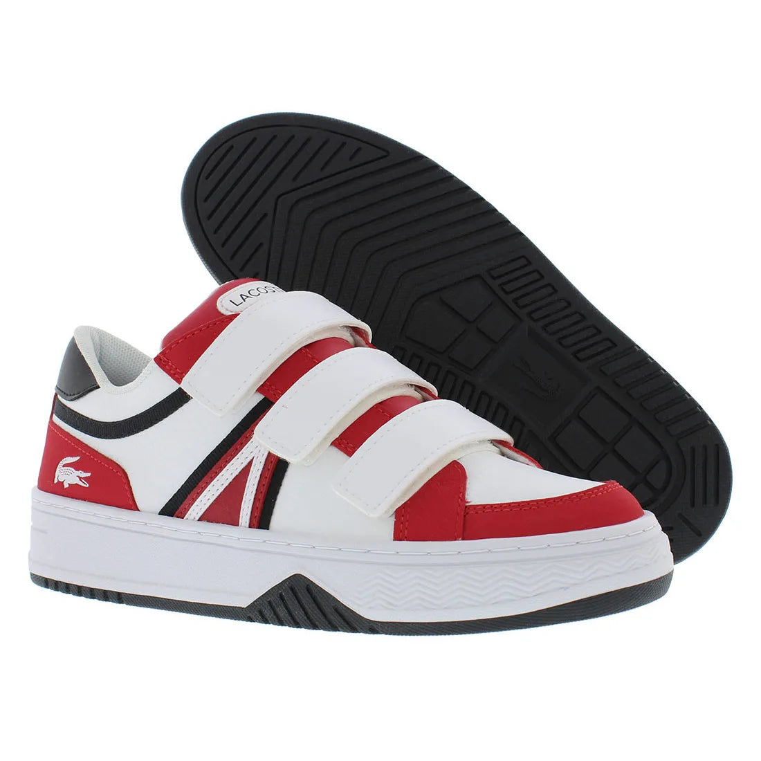 Lacoste L001 223 1 SUJ GS Boys Shoes Color: Red/White  100% Authentic