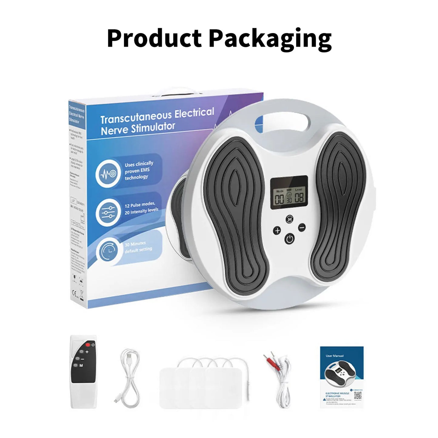 Electric Foot Massager, EMS TENS Low Frequency Pulse Massage Device for Improve Blood Circulation and Muscle Relax, Home Use