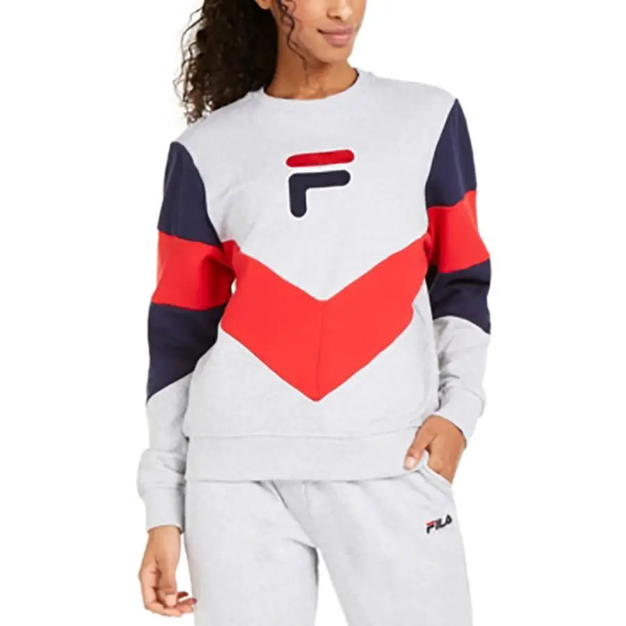 Fila Saylor Women's Active Sweaters in Grey/Red/Blue Sporty Tops | 100% Authentic