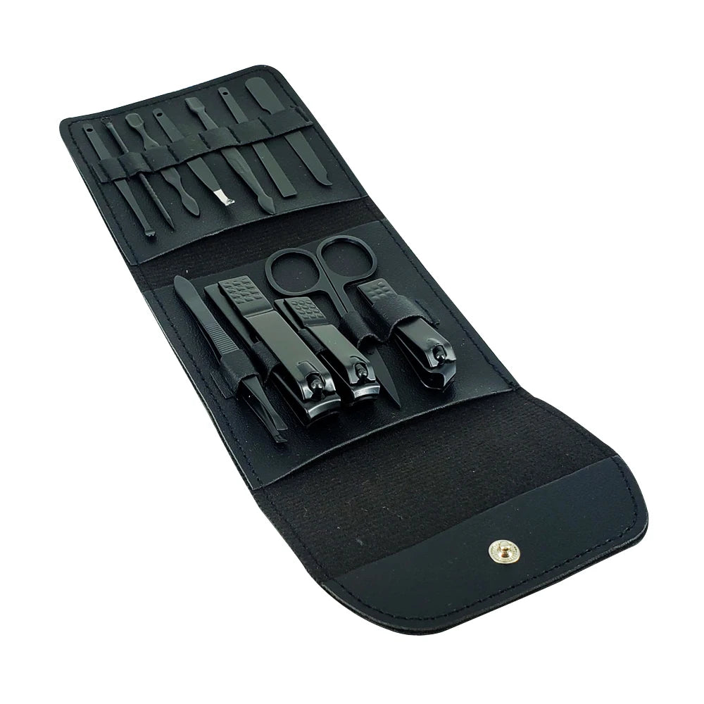 GDL 12-Piece Metal Manicure Pedicure Kit With 3-In-1 Nail Clippers, Portable Travel Case, Classic Design for Adults, Includes Na